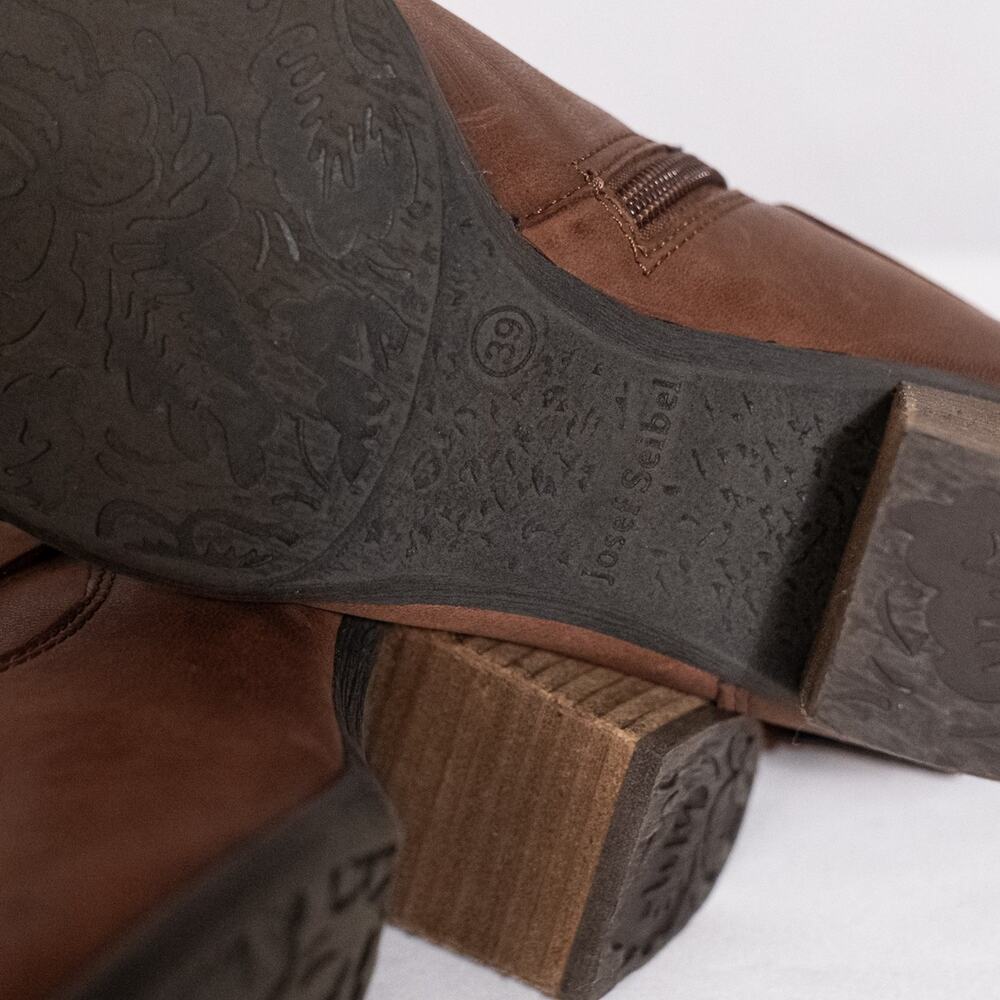 Josef Seibel Britney Brown Leather Ankle Boots EU 39 US 8-8.5 Classic Moto Biker - Picture 11 of 12